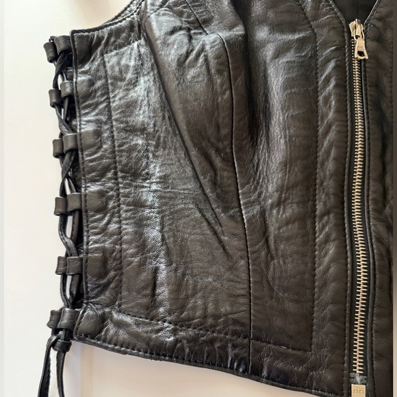 Vintage Michael Hoban North Beach Leather 90s Soft Vest Lace Up Sides Women 7/8 - Picture 7 of 8